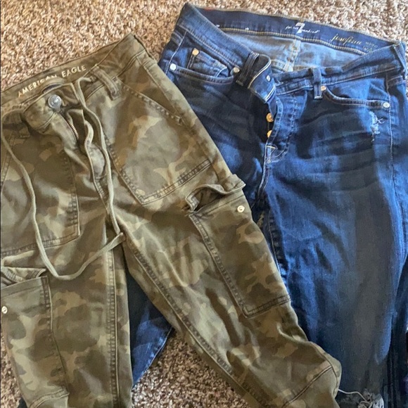American Eagle highwaist Capri & 7-4mankind Jeans - Picture 1 of 6